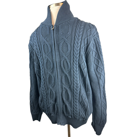 LL Bean Men's Bean's Heritage Soft Cotton Fisherman Sweater Full-Zip Navy XL - Picture 6 of 12